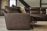 ModZ Chocolate 7-Piece Power Reclining Sectional with Audio Consoles from Ella Furniture