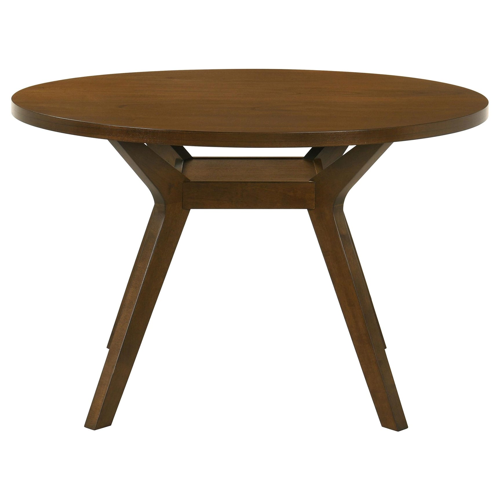Mueller 48-inch Round Mindi Veneer Dining Table Brown view 3