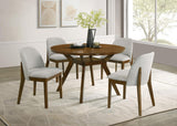 Mueller 48-inch Round Mindi Veneer Dining Table Brown view 7