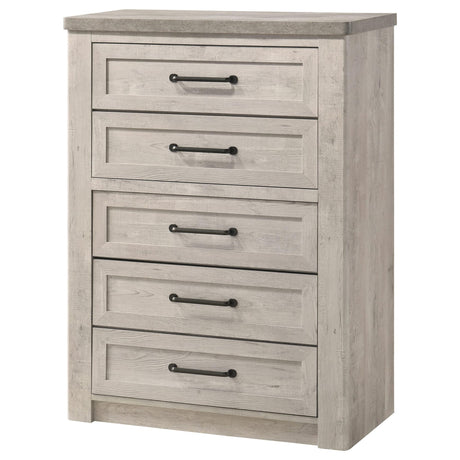 Nevado Farmhouse 5-Drawer Chest Grey and Weathered Taupe view 4