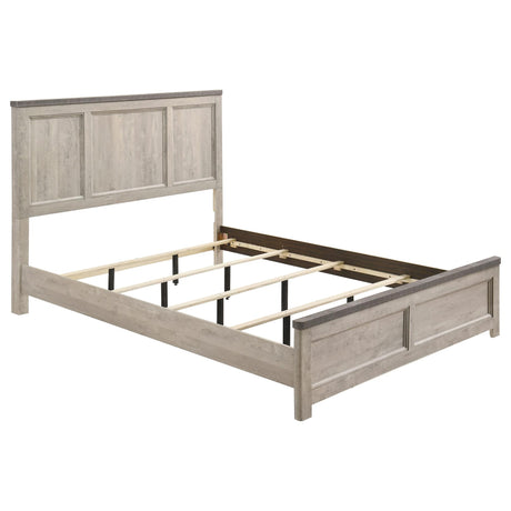 Nevado Farmhouse Eastern King Panel Bed Grey and Weathered Taupe from Ella Furniture