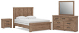 Oliandon Light Brown Panel Bed. Dresser, Mirror Bedroom Set from Ella Furniture