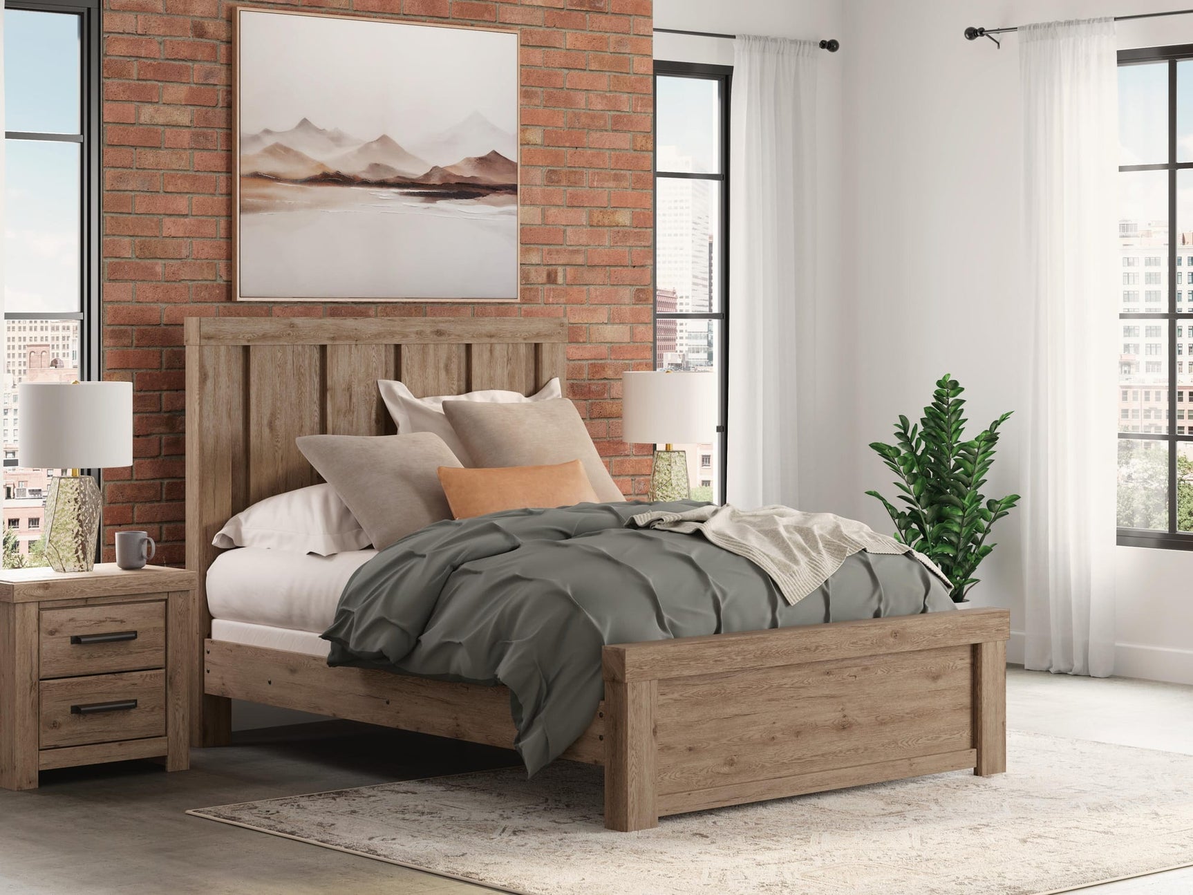 Oliandon Light Brown Panel Bedroom Set from Ella Furniture