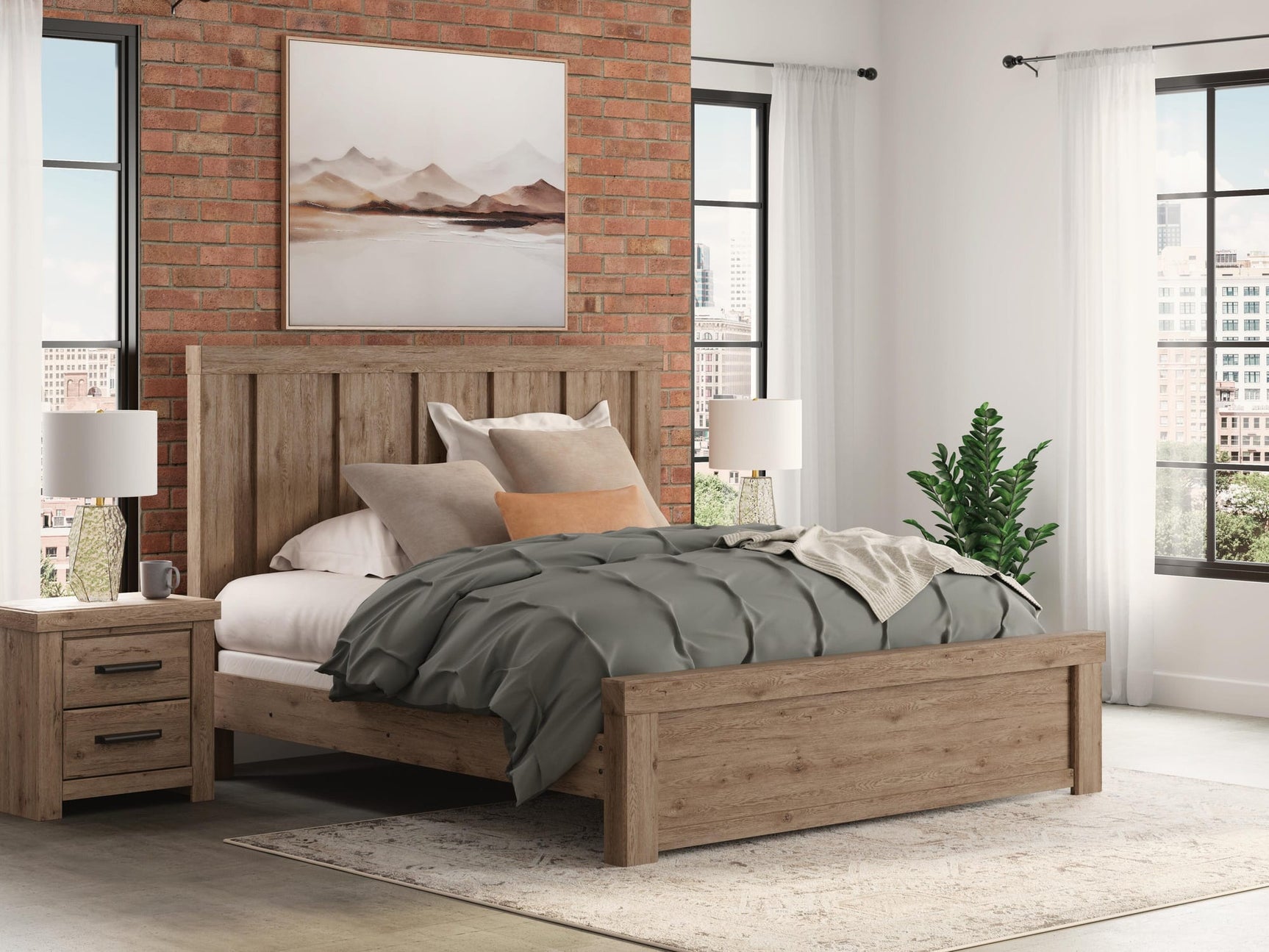 Oliandon Light Brown Panel Bedroom Set view 5