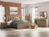 Oliandon Light Brown Panel Bedroom Set King 5: Bed, Dresser, Mirror, Chest, NightStand from Ella Furniture