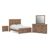 Oliandon Light Brown Panel Storage Bed. Dresser, Mirror Bedroom Set view 2