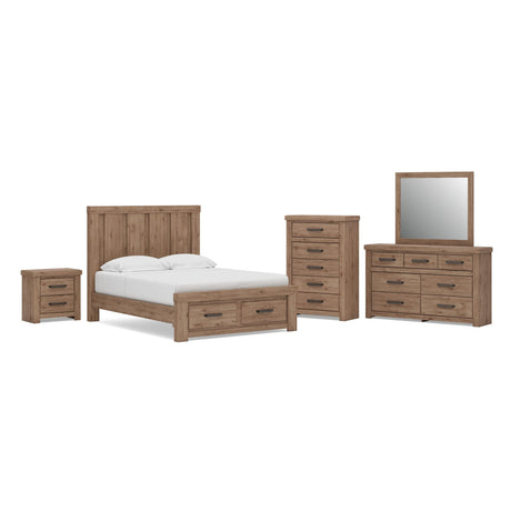 Oliandon Light Brown Panel Storage Bedroom Set view 9