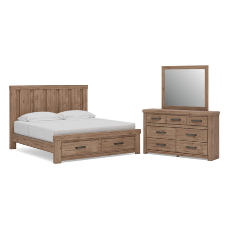 Oliandon Light Brown Panel Storage Bedroom Set view 11