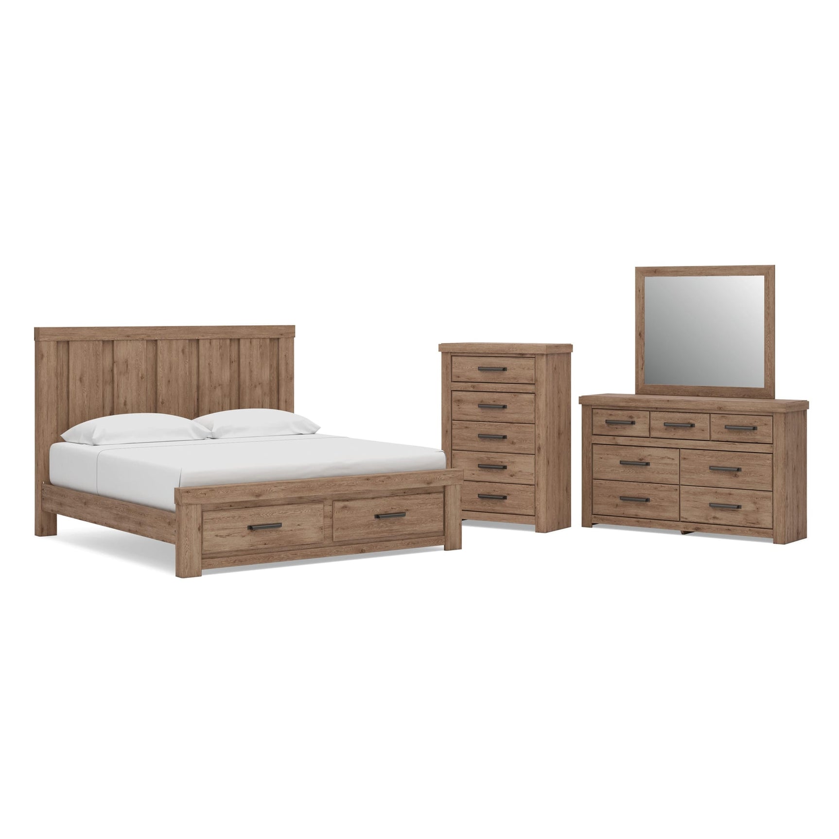 Oliandon Light Brown Panel Storage Bedroom Set view 12