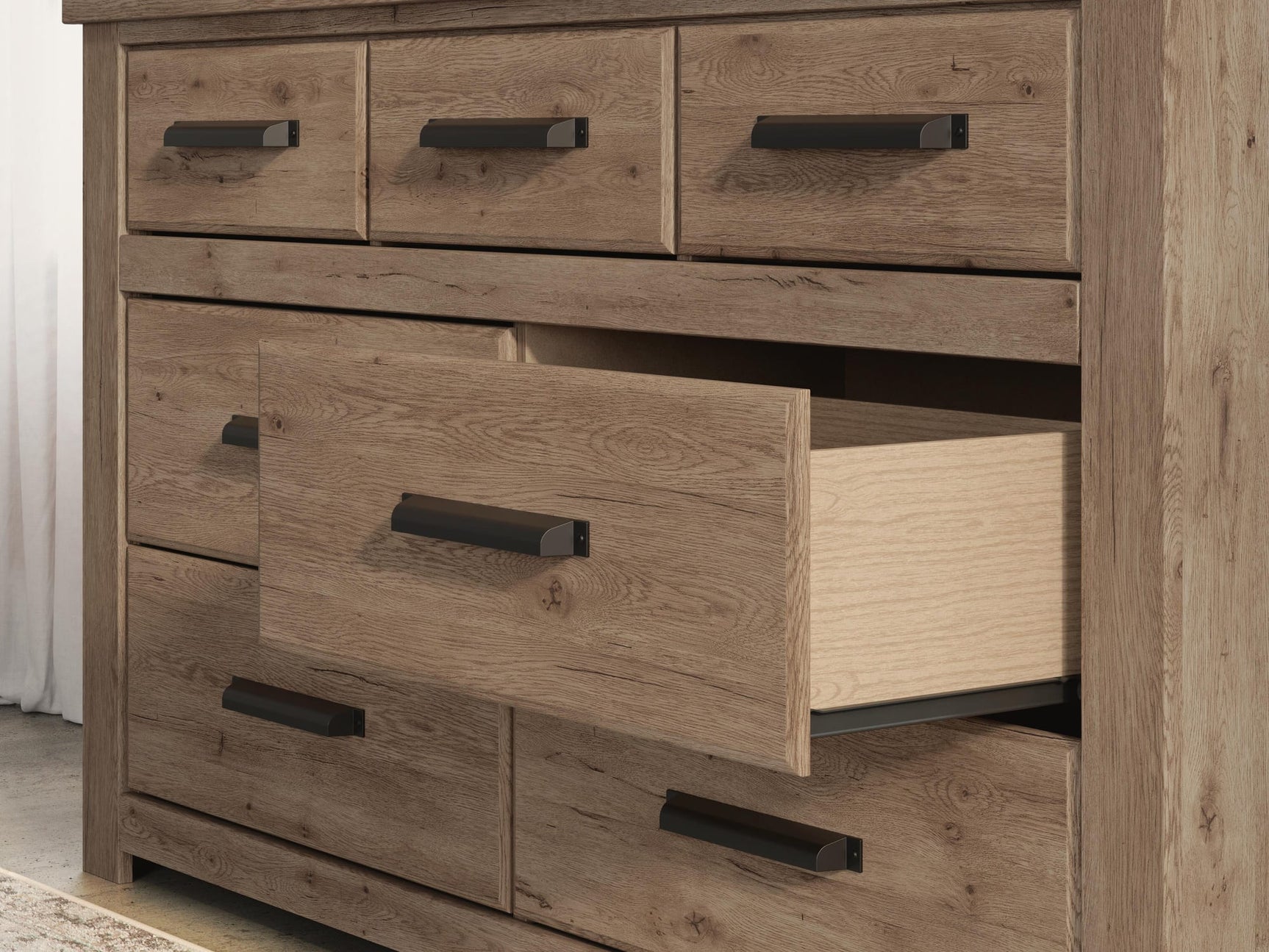 Oliandon Light Brown Panel Storage Bedroom Set detail view