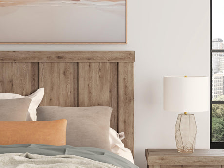 Oliandon Light Brown Queen Panel Storage Bed detail view