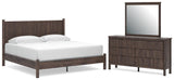 Pamytta Brown Platform Bedroom Set King 3: Bed, Dresser, Mirror from Ella Furniture