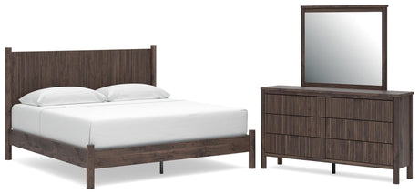 Pamytta Brown Platform Bedroom Set King 3: Bed, Dresser, Mirror from Ella Furniture