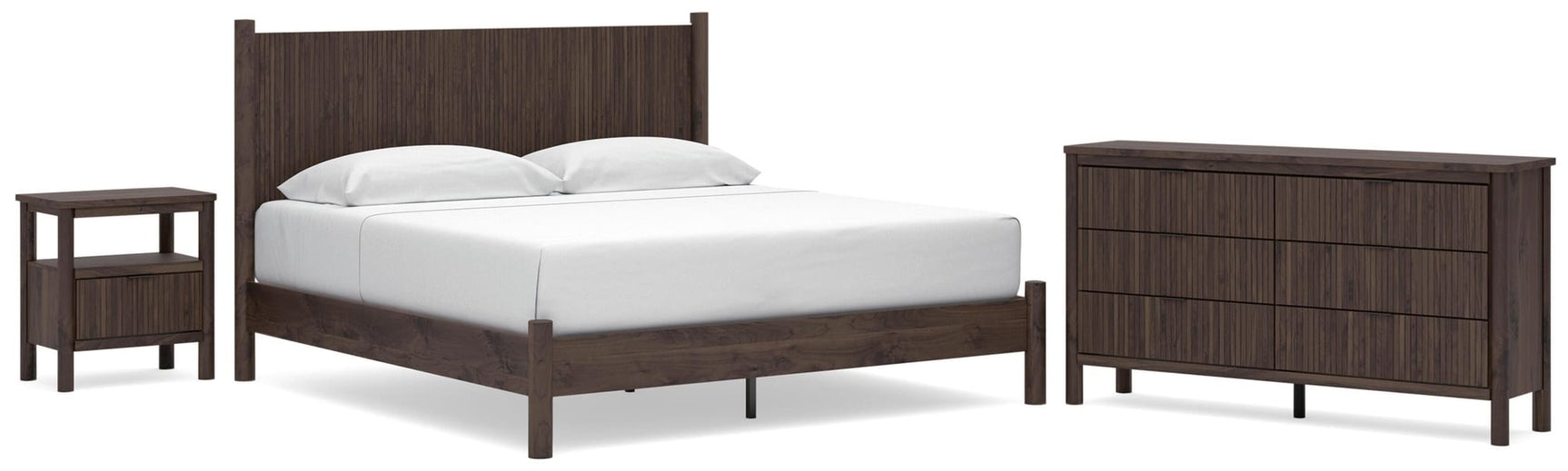 Pamytta Brown Platform Bedroom Set King 4: Bed, Dresser, Mirror, NightStand from Ella Furniture