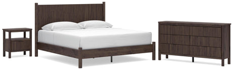 Pamytta Brown Platform Bedroom Set King 4: Bed, Dresser, Mirror, NightStand from Ella Furniture