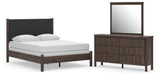 Pamytta Brown Upholstered Panel Bedroom Set Queen 3: Bed, Dresser, Mirror from Ella Furniture