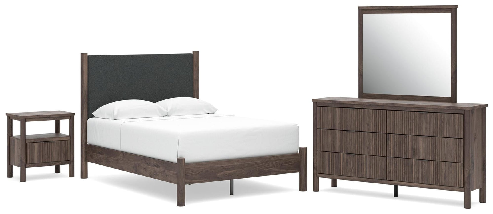 Pamytta Brown Upholstered Platform Bedroom Set view 2