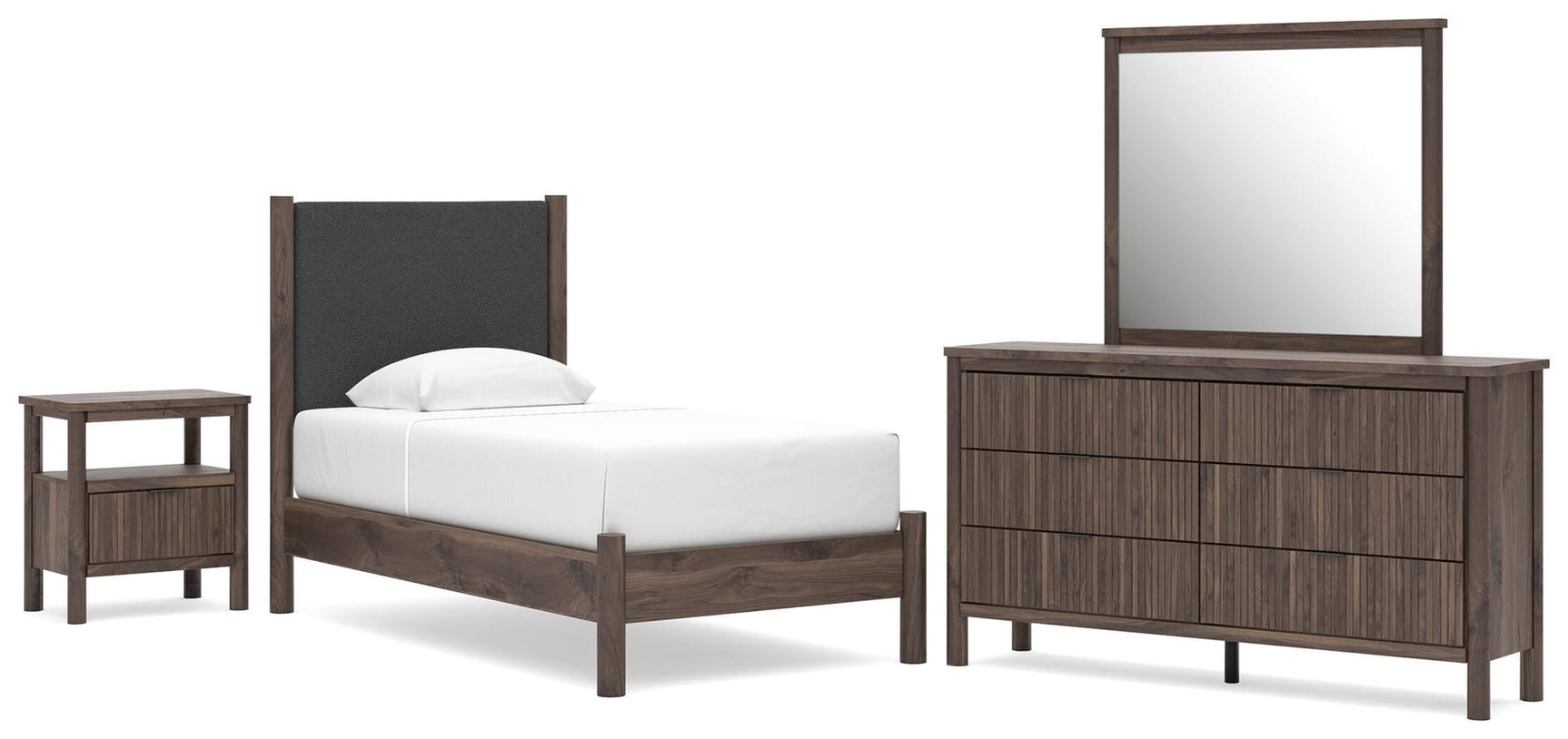 Pamytta Brown Upholstered Platform Bedroom Set view 3
