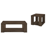 Pavone 2-Piece Coffee and End Table Set with Open Shelves Dark Rustic Mango view 2