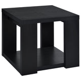 Pavone 2-Piece Transitional Coffee and End Table Set with Shelves Black view 3