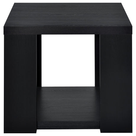 Pavone 2-Piece Transitional Coffee and End Table Set with Shelves Black view 4