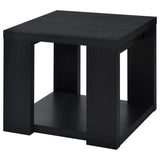 Pavone 2-Piece Transitional Coffee and End Table Set with Shelves Black view 5