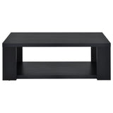 Pavone 2-Piece Transitional Coffee and End Table Set with Shelves Black view 9