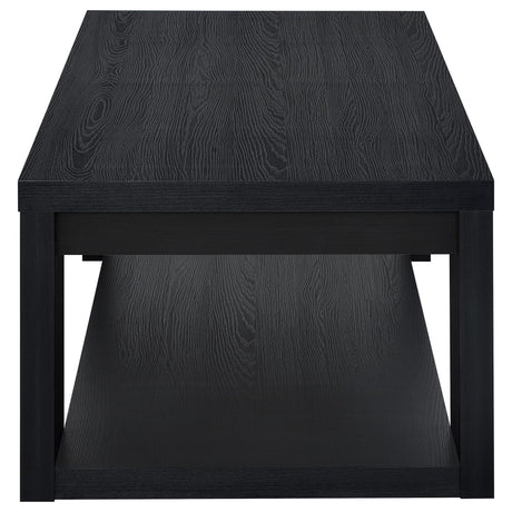 Pavone 2-Piece Transitional Coffee and End Table Set with Shelves Black view 11