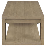 Pavone 2-Piece Transitional Coffee and End Table Set with Shelves Latte view 11