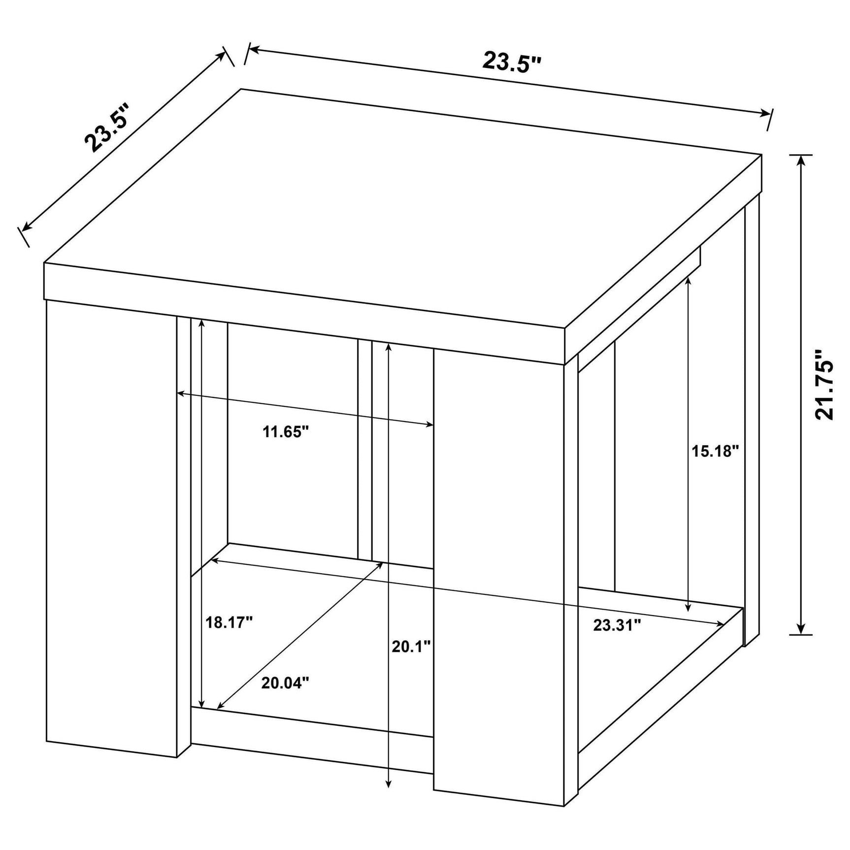 Pavone 2-Piece Transitional Coffee and End Table Set with Shelves Latte view 14