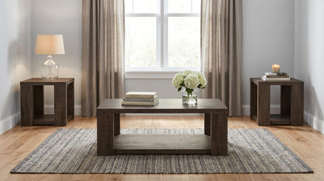 Pavone 3-Piece Coffee and End Table Set with Open Shelves Dark Rustic Mango from Ella Furniture