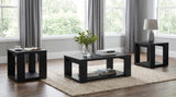 Pavone 3-Piece Transitional Coffee and End Table Set with Shelves Black from Ella Furniture