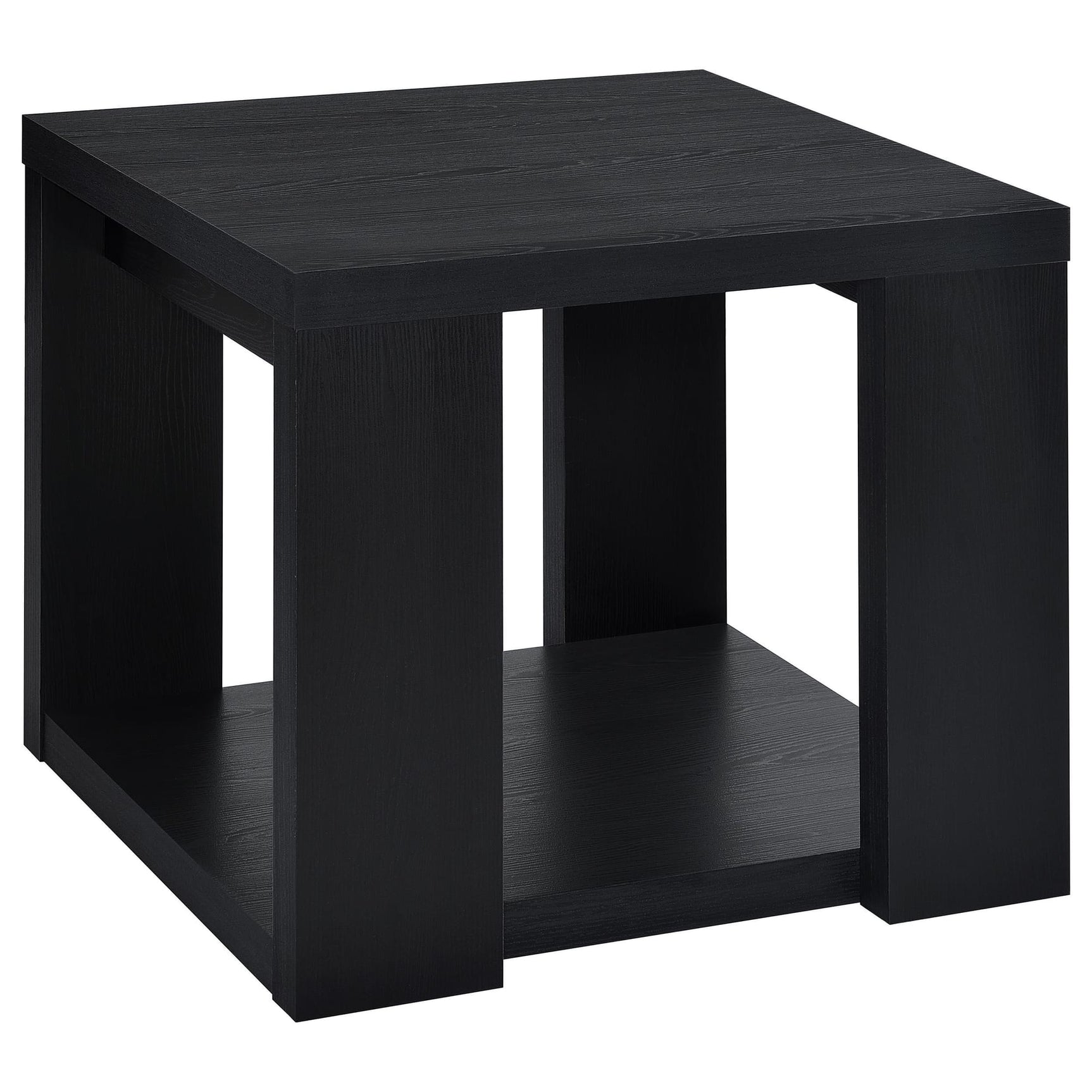 Pavone 3-Piece Transitional Coffee and End Table Set with Shelves Black view 3