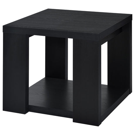 Pavone 3-Piece Transitional Coffee and End Table Set with Shelves Black view 5