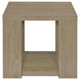 Pavone 3-Piece Transitional Coffee and End Table Set with Shelves Latte view 4