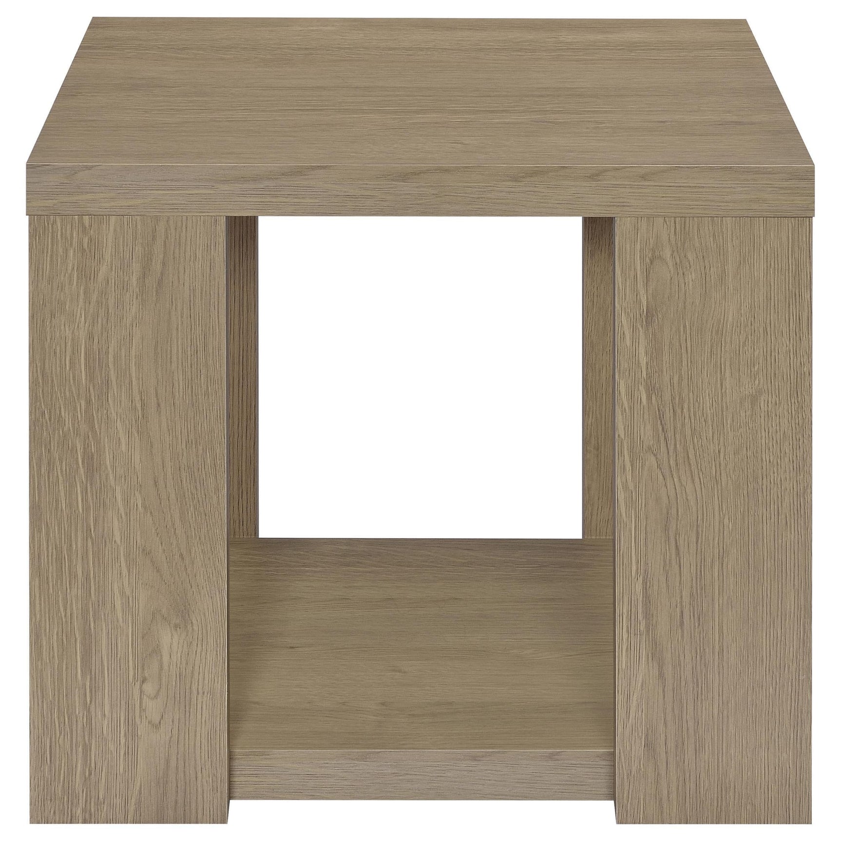 Pavone 3-Piece Transitional Coffee and End Table Set with Shelves Latte view 4