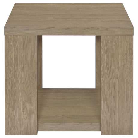 Pavone 3-Piece Transitional Coffee and End Table Set with Shelves Latte view 4