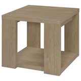 Pavone 3-Piece Transitional Coffee and End Table Set with Shelves Latte view 5