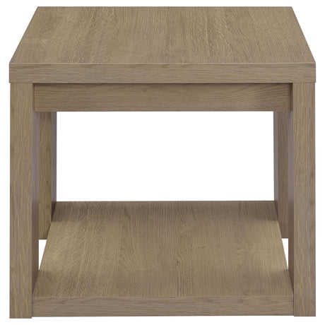Pavone 3-Piece Transitional Coffee and End Table Set with Shelves Latte view 6