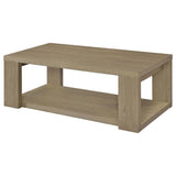 Pavone 3-Piece Transitional Coffee and End Table Set with Shelves Latte view 10