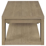 Pavone 3-Piece Transitional Coffee and End Table Set with Shelves Latte view 12