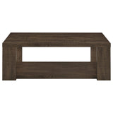 Pavone Rectangular Coffee Table with Open Lower Shelf Dark Rustic Mango view 3