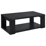 Pavone Transitional Rectangular Coffee Table with Open Lower Shelf Black from Ella Furniture