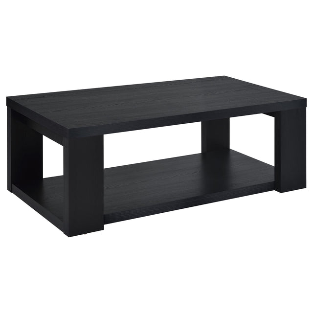 Pavone Transitional Rectangular Coffee Table with Open Lower Shelf Black from Ella Furniture