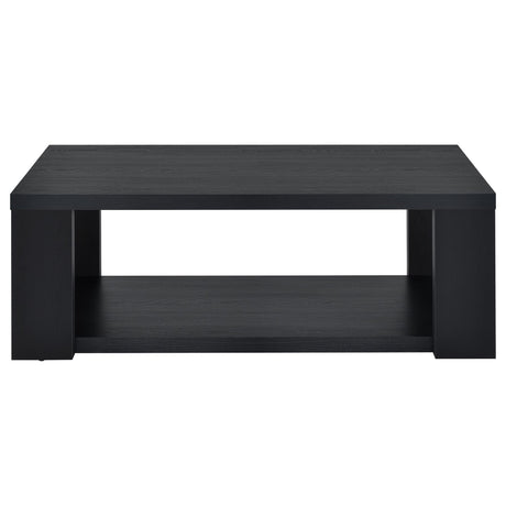 Pavone Transitional Rectangular Coffee Table with Open Lower Shelf Black view 3