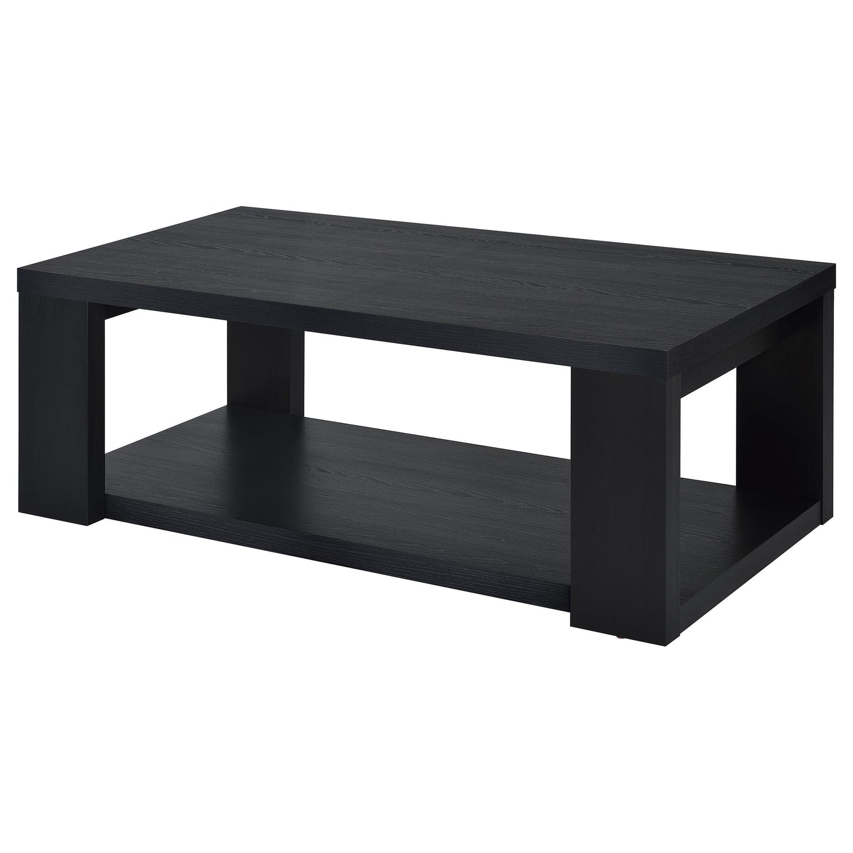 Pavone Transitional Rectangular Coffee Table with Open Lower Shelf Black view 4