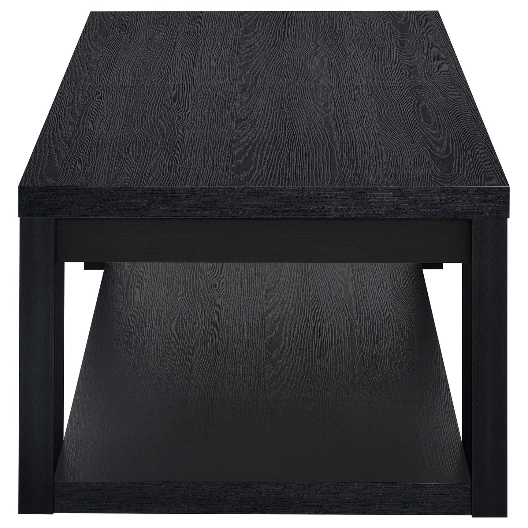 Pavone Transitional Rectangular Coffee Table with Open Lower Shelf Black view 6