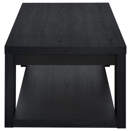 Pavone Transitional Rectangular Coffee Table with Open Lower Shelf Black view 6