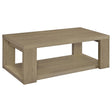 Pavone Transitional Rectangular Coffee Table with Open Lower Shelf Latte from Ella Furniture