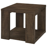 Pavone Transitional Square End Table with Lower Shelf Dark Rustic Mango view 4